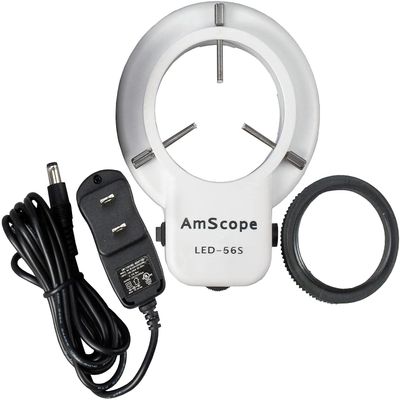 AmScope LED-56S-ZK 56 Microscope Ring Light LED Ring Light Illuminator with Dimmer for Stereo Microscope