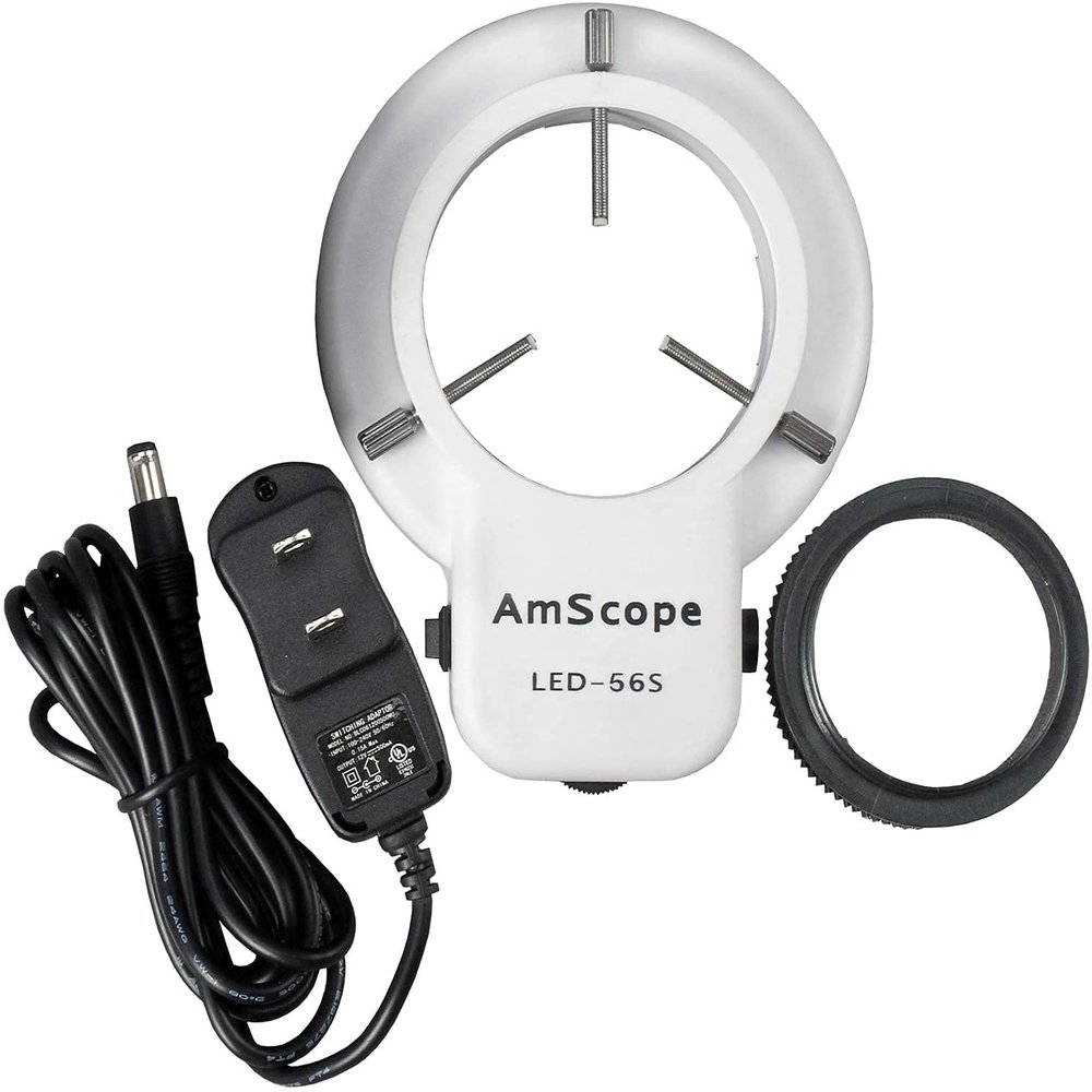 AmScope LED-56S-ZK 56 Microscope Ring Light LED Ring Light Illuminator with Dimmer for Stereo Microscope