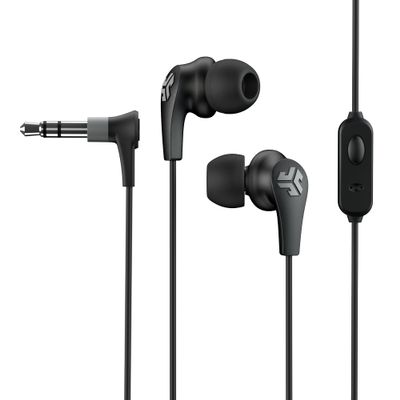 JLab JBuds Pro Signature Earbuds, Titanium 10mm Drivers, Music Controls, Universal Mic, Custom Fit with Cush Fins, Obsidian