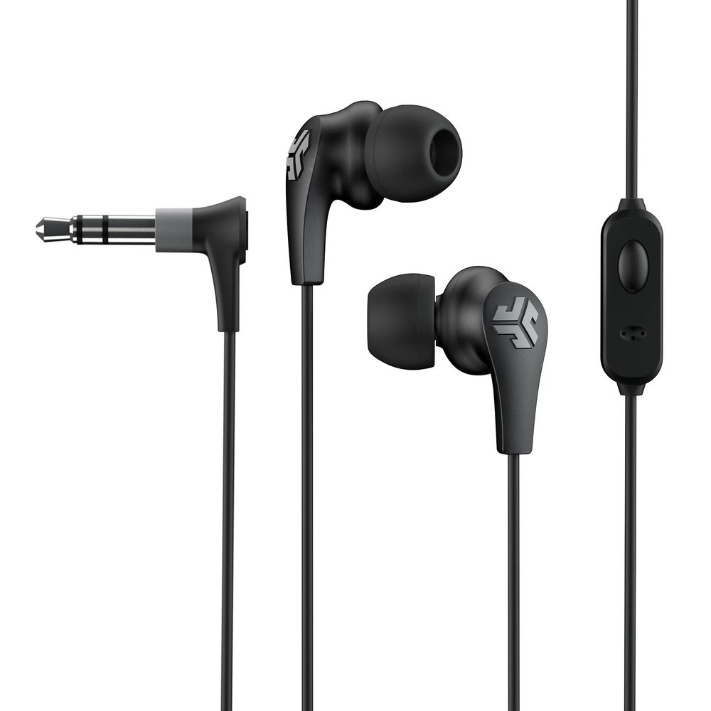 JLab JBuds Pro Signature Earbuds, Titanium 10mm Drivers, Music Controls, Universal Mic, Custom Fit with Cush Fins, Obsidian