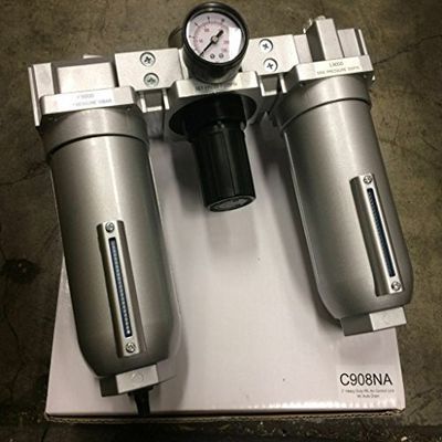 3/4" HEAVY DUTY HIGH FLOW COMBINATION FILTER REGULATOR LUBRICATOR AIR LINE PARTICULATE FILTER MOISTURE TRAP LUBRICATOR OILER REGULATOR CLEAN AIR TOOLS Manual Drain!