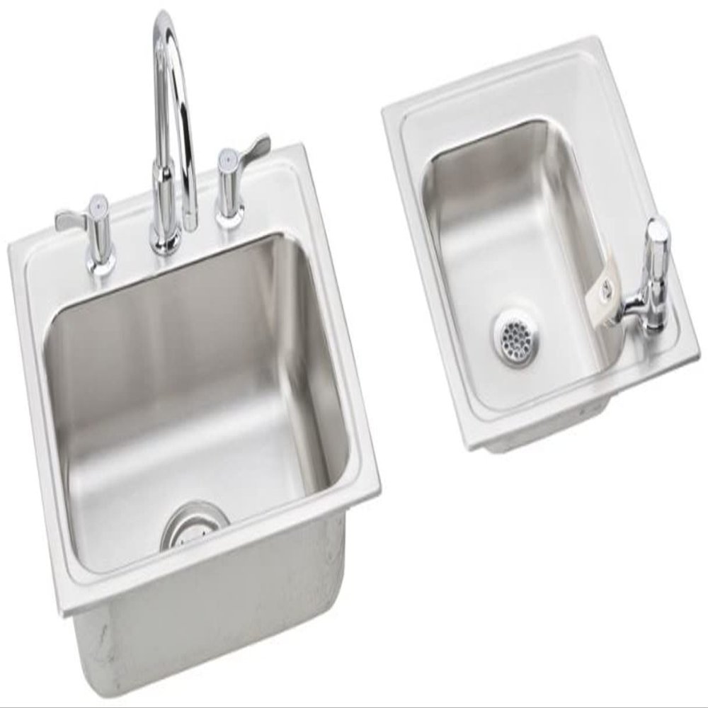 Elkay DRKR23417RC 18 Gauge Stainless Steel 34" x 17" x 7.625" Double Bowl Top Mount Sink Kit