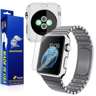 ArmorSuit White Carbon Fiber Skin Back Protector Film + HD Clear Screen Protector for Apple Watch 42mm (Series 1) - HD Clear