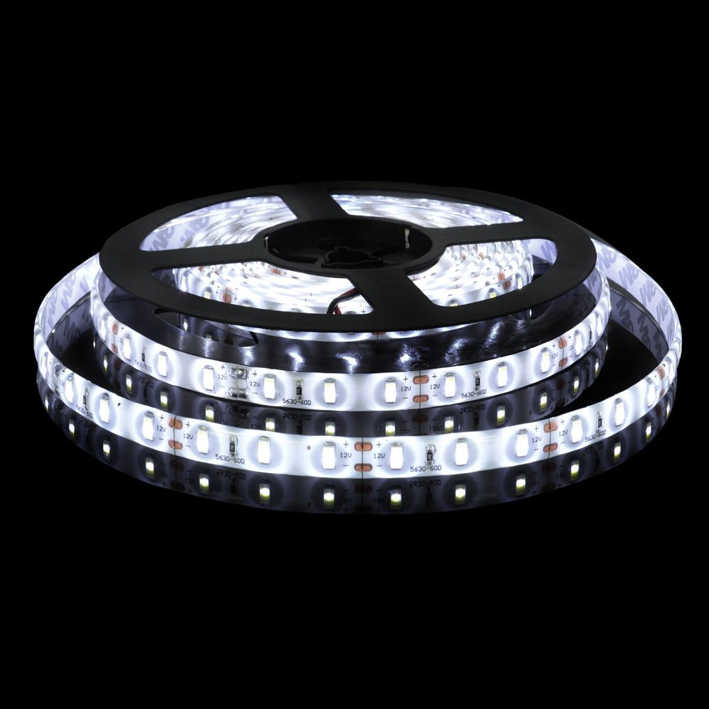 Rayhoo 16.4ft/5m Flexible LED Light Strip 300 Units 5630 LEDs Waterproof DC12V 60W Light Strips, LED Tape(6000K White Light)