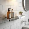 Cortesi Home Milo Contemporary Stainless Steel Glass Vanity Shelf, Chrome, 16" view 4