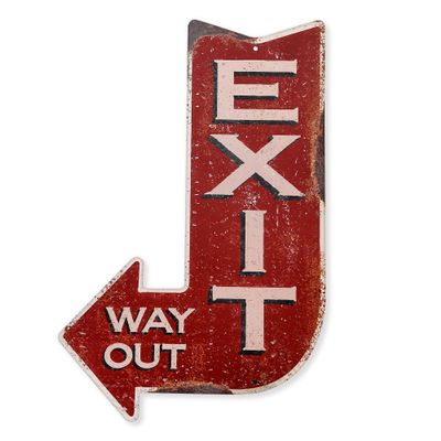 Handcrafted Vintage Left Exit Arrow Aluminum Dibond Sign, Rustic Exit Sign, Antique This Way Out Sign
