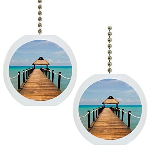 Set of 2 Beach Boardwalk Ocean Solid Ceramic Fan Pulls