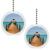Set of 2 Beach Boardwalk Ocean Solid Ceramic Fan Pulls view 1