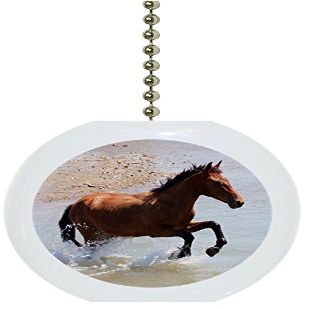 Horse on Beach Day Solid Ceramic Fan Pull