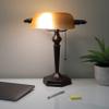V-LIGHT Traditional Style CFL Banker's Desk Lamp with Amber Glass Shade (CAVS91045BRZ) view 2
