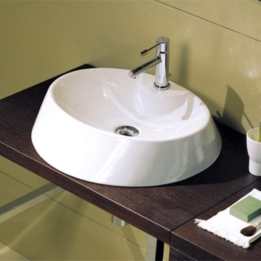 Scarabeo 8041/R-One Hole-637509846626 Round Ceramic Sink Vessel, White