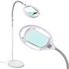 Brightech LightView Pro LED Magnifying Floor Lamp - Daylight Bright Full Spectrum Magnifier Lighted Glass Lens - Height Adjustable Gooseneck Standing Light - for Reading Task Craft Lighting - White view 1