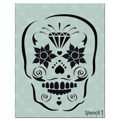 Stencil1 Sugar Skull Stencil 8.5" x 11" Halloween Decorating