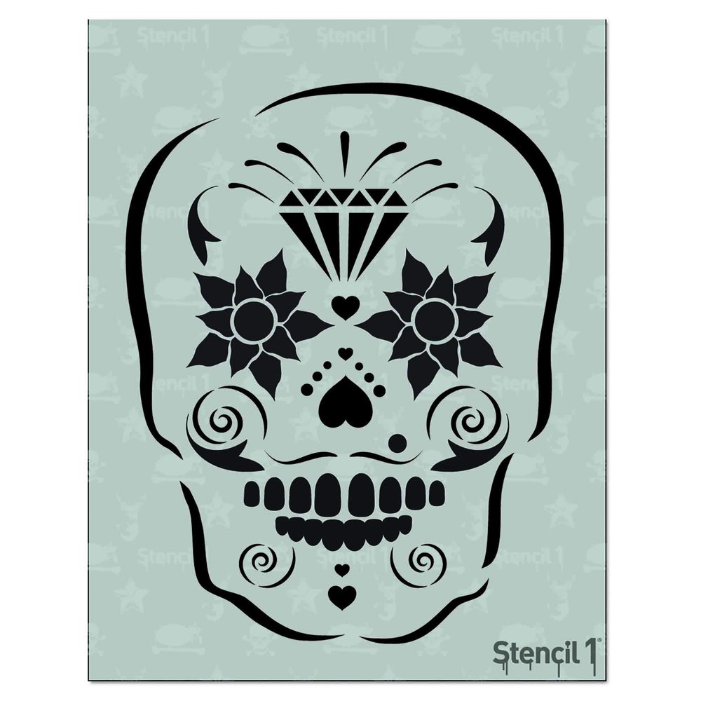 Stencil1 Sugar Skull Stencil 8.5" x 11" Halloween Decorating