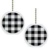 Set of 2 Black Gingham Solid Ceramic Fan Pulls view 1