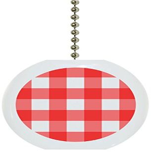 Red Gingham Buffalo Print Pattern Solid Ceramic Fan Pull