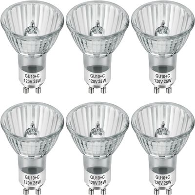 SerBion GU10 25 Watt Halogen Light Bulbs for Lava Lamp and Wax Warmer, 120V Dimmable, 6-Pack