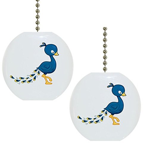 Carolina Hardware and Decor Set of 2 Baby Peacock Solid Ceramic Fan Pulls