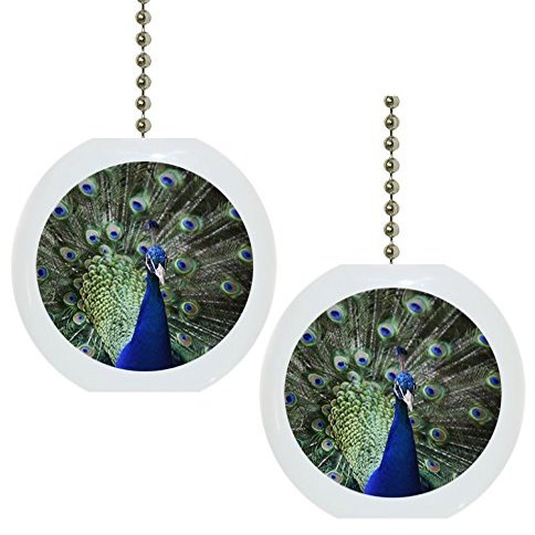 Set of 2 Beautiful Peacock Solid Ceramic Fan Pulls