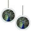 Set of 2 Beautiful Peacock Solid Ceramic Fan Pulls view 1