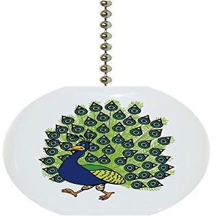 Strutting Peacock Solid Ceramic Fan Pull