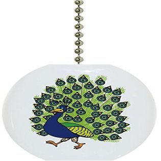 Strutting Peacock Solid Ceramic Fan Pull