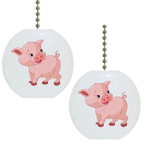 Set of 2 Baby Pig Farm Animal Solid Ceramic Fan Pulls