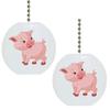 Set of 2 Baby Pig Farm Animal Solid Ceramic Fan Pulls view 1