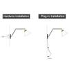 LNC Black Gold Wall Sconces, Glass Swing Arm Wall Lamp Adjustable Plug-in or Hardwire Light Fixture view 4