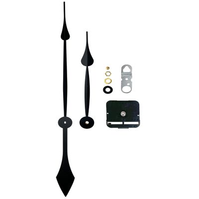 Takane National Artcraft Clock Movement Kit with Large Black Hands and Mechanism with 7/16 Inch Shaft - Fits Face Thickness up to 5/16 Inch