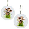 Set of 2 Cow in Grass Farm Animal Solid Ceramic Fan Pulls view 1