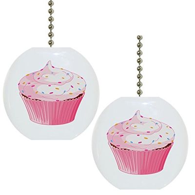 Set of 2 Cupcake with Sprinkles Solid Ceramic Fan Pulls