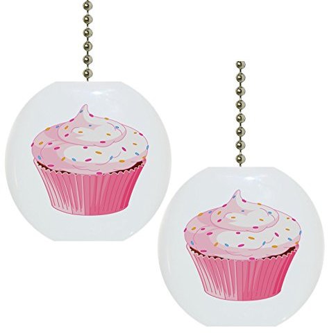 Set of 2 Cupcake with Sprinkles Solid Ceramic Fan Pulls