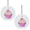 Set of 2 Cupcake with Cherry Solid Ceramic Fan Pulls view 1