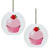 Set of 2 Cupcake with Rose Solid Ceramic Fan Pulls view 1