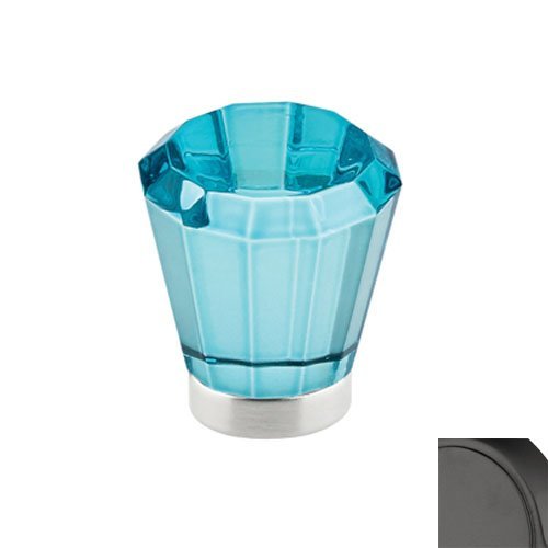 Emtek 86539 Brookmont Series 1-5/8 Inch Diameter Cyan Crystal Designer Cabinet K, Flat Black