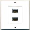 RiteAV CAT 6A 2 Port Shielded Cat6a Wall Plate 1 Gang Decorative White view 1