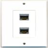 RiteAV CAT 6A 2 Port Shielded Cat6a Wall Plate 1 Gang Decorative White view 2