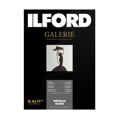 ILFORD Galerie 8.5x11 (25 Sheets) Metallic Gloss with Iridium Finish, Instant Dry Archival Photo Inkjet Paper 10.5mil / 260gsm for Dye and Pigment Ink Printers, Made in Germany