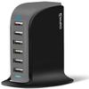 Aduro 40W 6-Port USB Desktop Charging Station Hub Wall Charger for iPhone iPad Tablets Smartphones with Smart Flow (Black/Grey) view 1