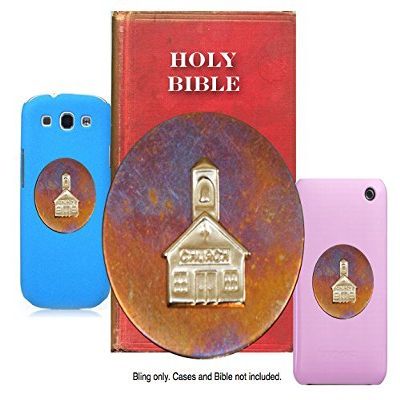 COUNTRY CHURCH. Made in the USA gift quality BLING personalizes smartphones, cellphones, cases etc. Good luck charm, lucky charm, amulet and touchstone Best Gift 2015 under $15