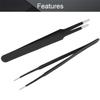 UToolmart 3PCS Precision Tweezers Set, Upgraded Anti-Static Stainless Steel Tweezers, Length: 122mm view 3