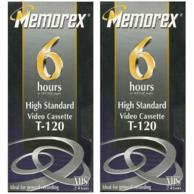 Memorex High Standard T-120 6-hour Video Cassette VHS 2-pack, 246 m -HS