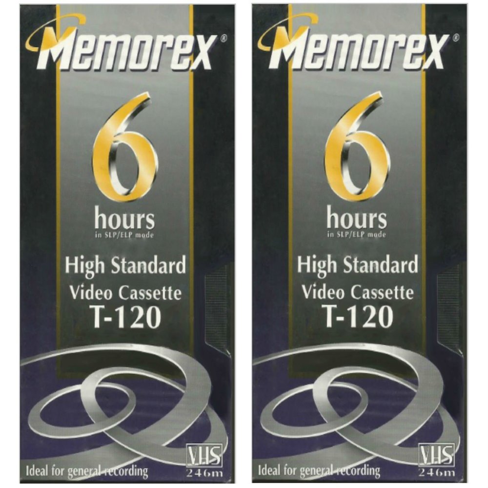 Memorex High Standard T-120 6-hour Video Cassette VHS 2-pack, 246 m -HS