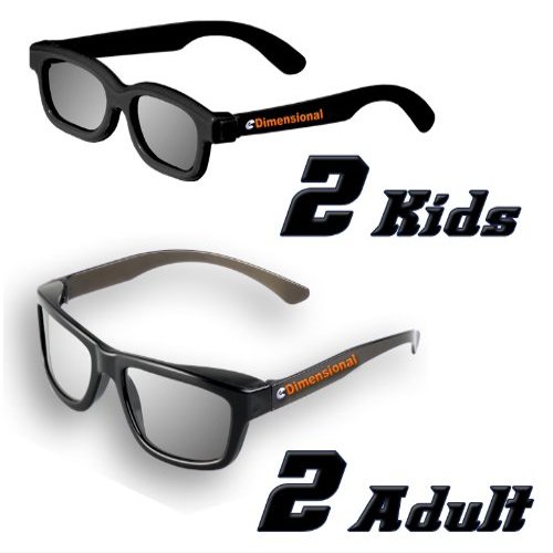 ED Family 4 Pack Cinema 3D Glasses KIT for LG 3D TVs - 2 Adult and 2 Kids Passive Circular Polarized 3D Glasses