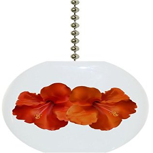 Orange Hibiscus Flower Solid Ceramic Fan Pull