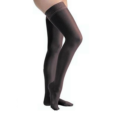 JOBST UltraSheer Thigh-High Compression Stockings for Women - Closed Toe - Lace Band - Medical Compression 15-20 mmHg - For Varicose and Spider Veins - Helps Prevent Swelling - Midnight Navy, Large