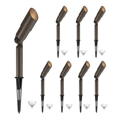 GOODSMANN Landscape Lighting Low Voltage Spotlight 20 Watts Halogen Landscape Lights with Metal Stake and Connector 176 Lumens 3000K for Outdoor Lighting Pathway Lawn Garden (8 Pack) 9920-9603-08