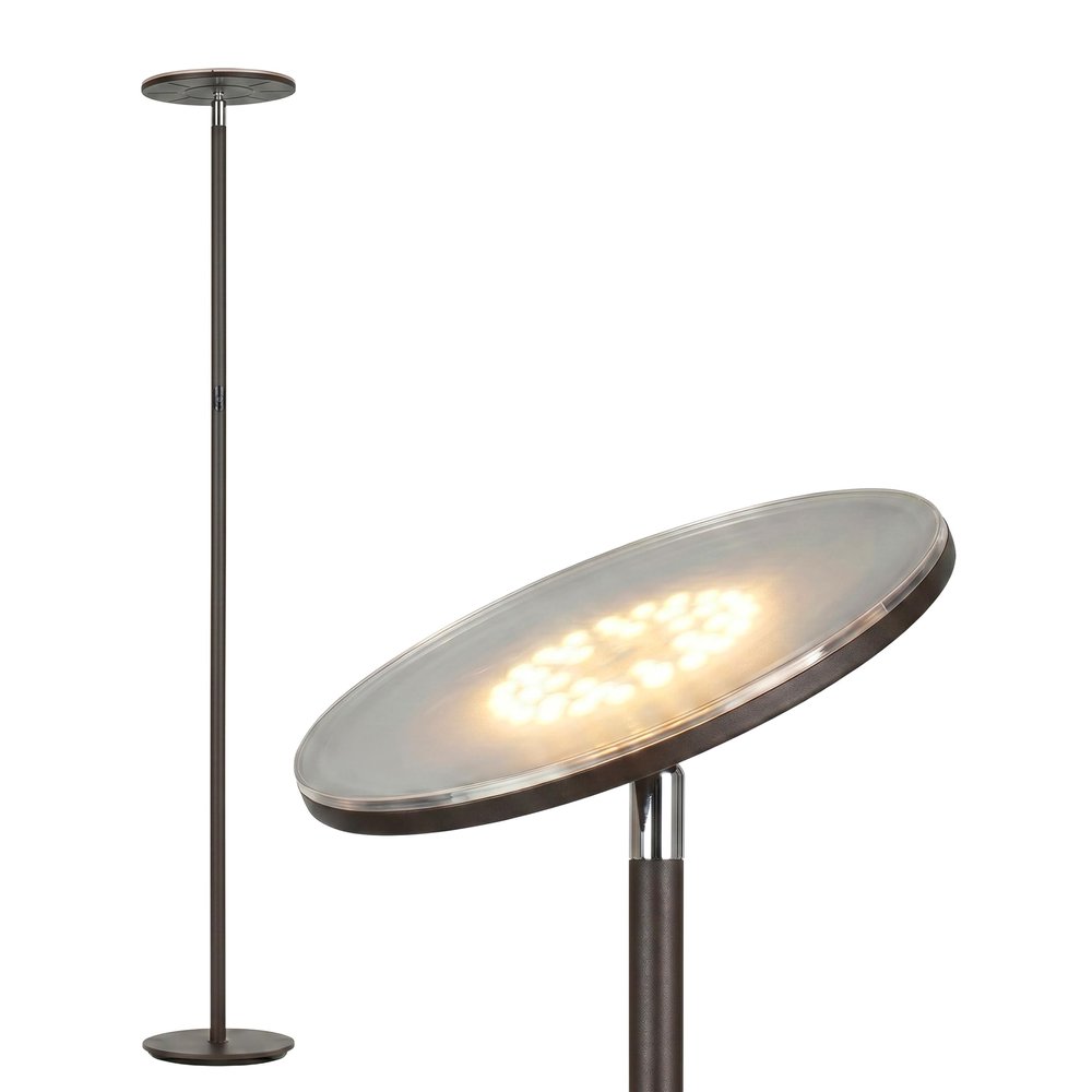 Brightech Sky LED Floor lamp, Torchiere Super Bright Floor Lamp for Living Room Decor & Office - Dimmable, Tall Standing Lamp with Warm Light for Bedroom & Reading - Bronze