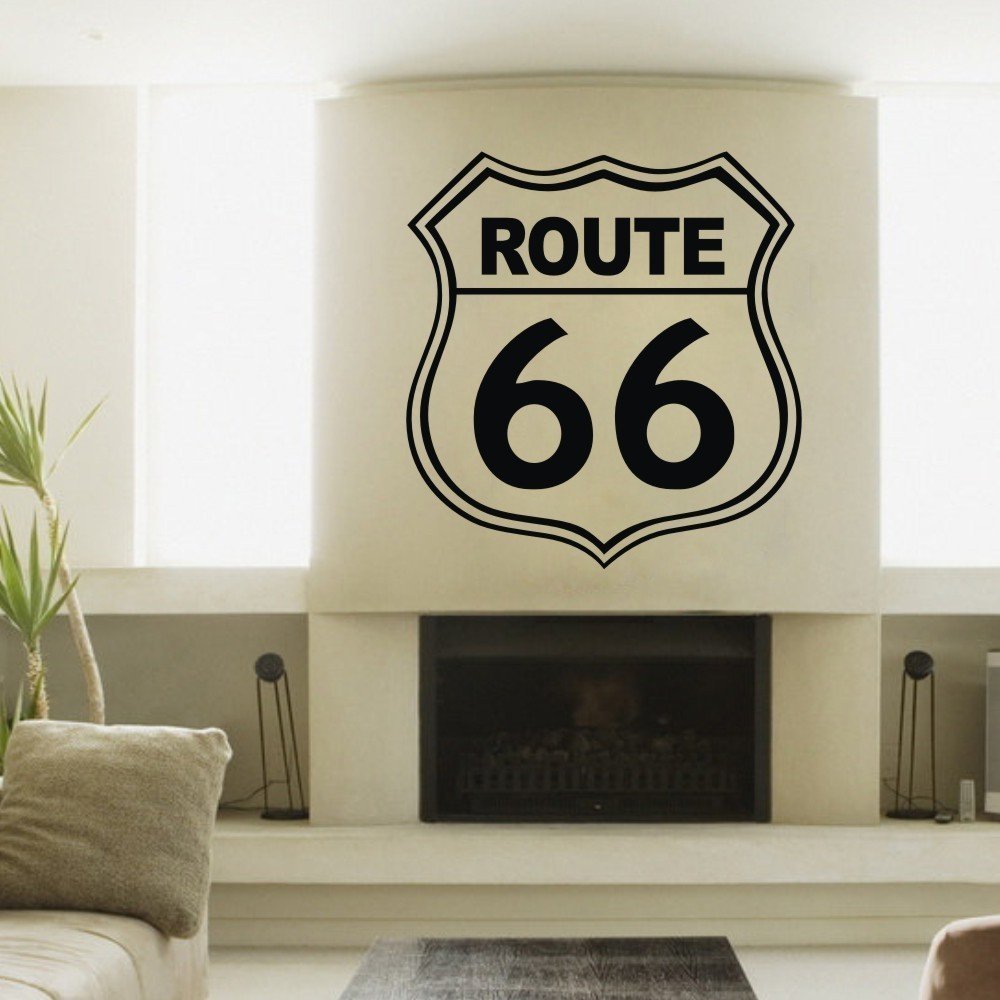 Route 66 Retro Road Sign Wall Decal Sign Landmark Travel You Can Choose The Color You Want (Large,Black)